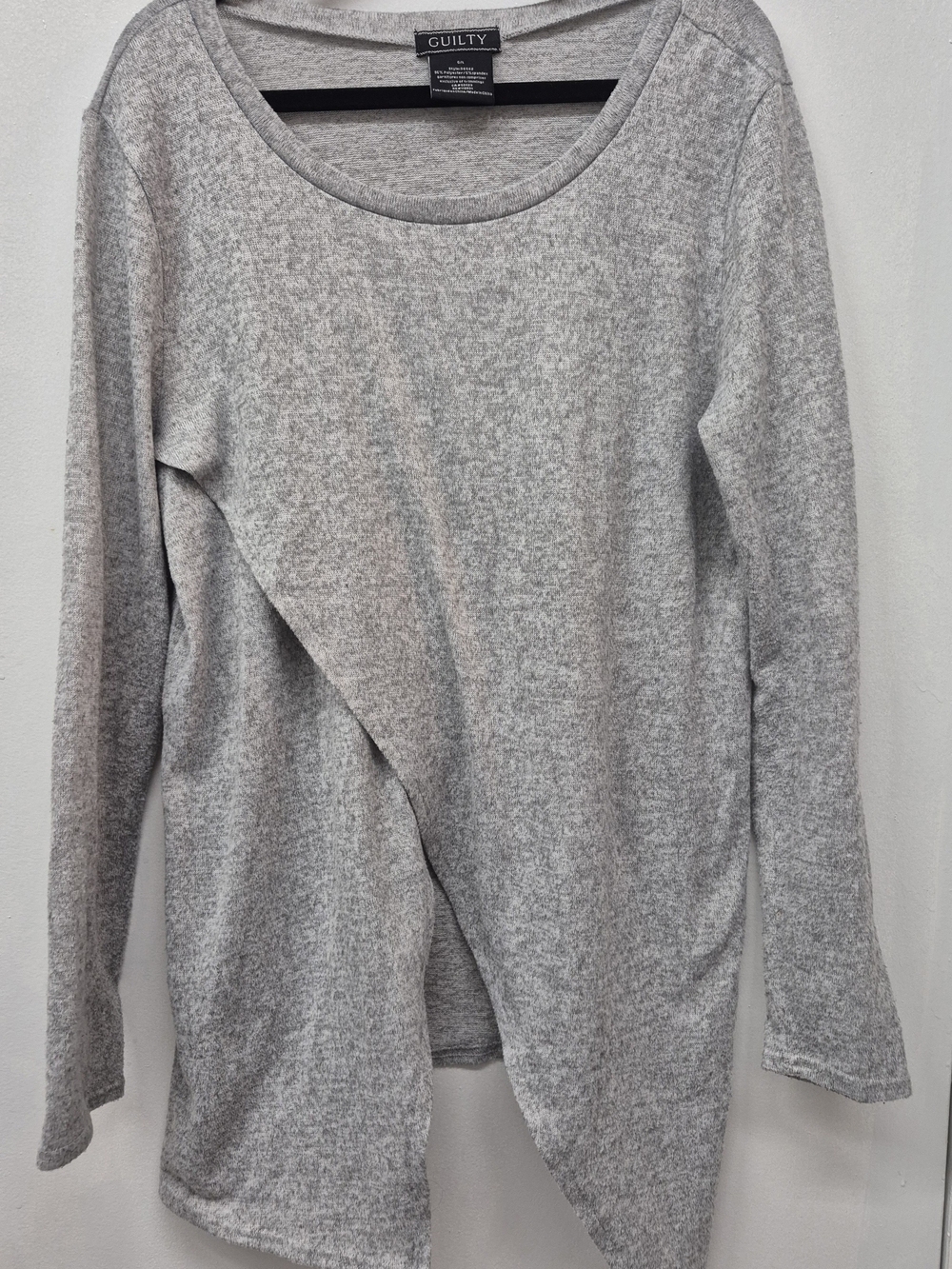 🌼5/$20 Women's Light Gray Draped Long Sleeve Scoop Neck Sweater